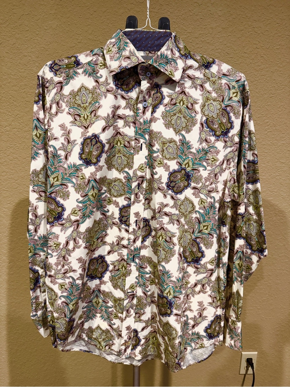 Thomas Dean Men's Paisley Print Button-Up Shirt